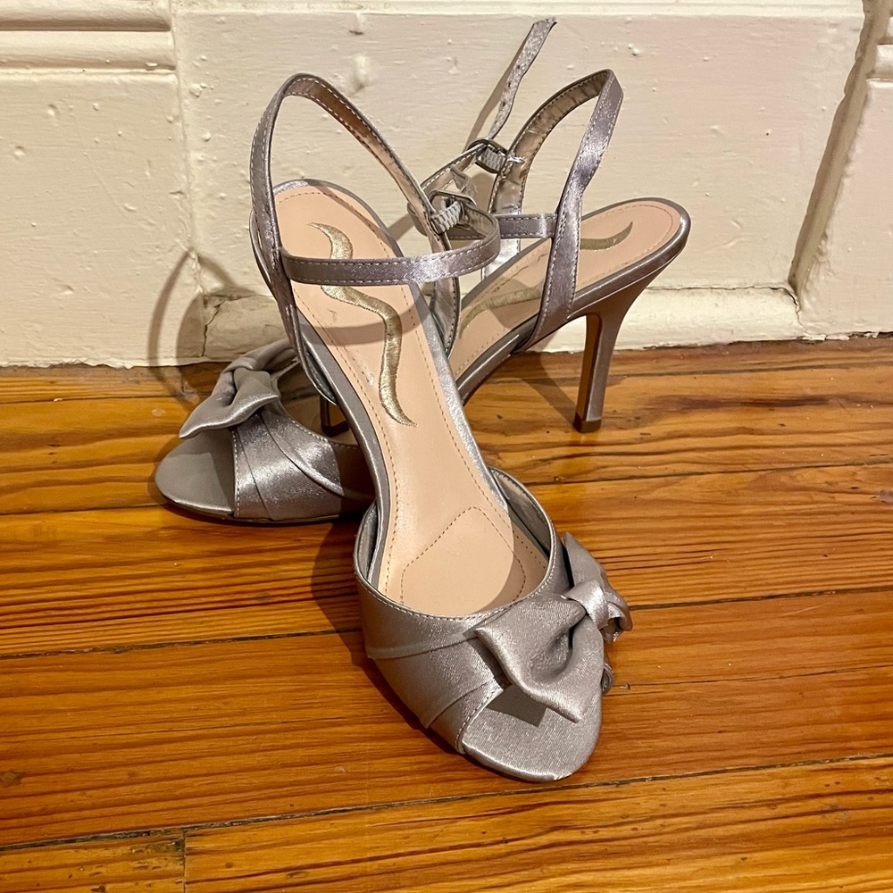 Nina Satin Silver Sandals